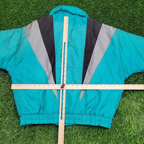 Vintage 80s MOD Jacket Womens Large 25x25 Turquoise - Picture 5 of 16
